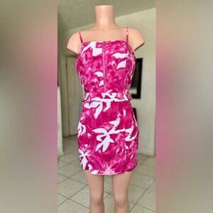 Bar III Fuchsia and White Patterned Dress